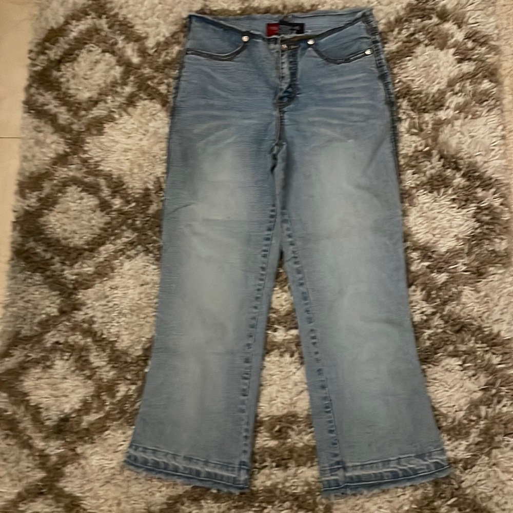 Size 5 Worn look hip hugger wide leg crop denim